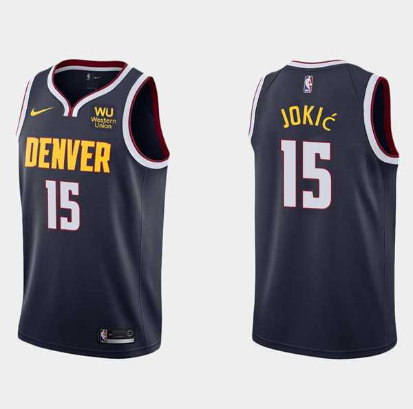 Men%27s Denver Nuggets #15 Nikola Jokic Navy Icon Edition Stitched Jersey Dzhi
